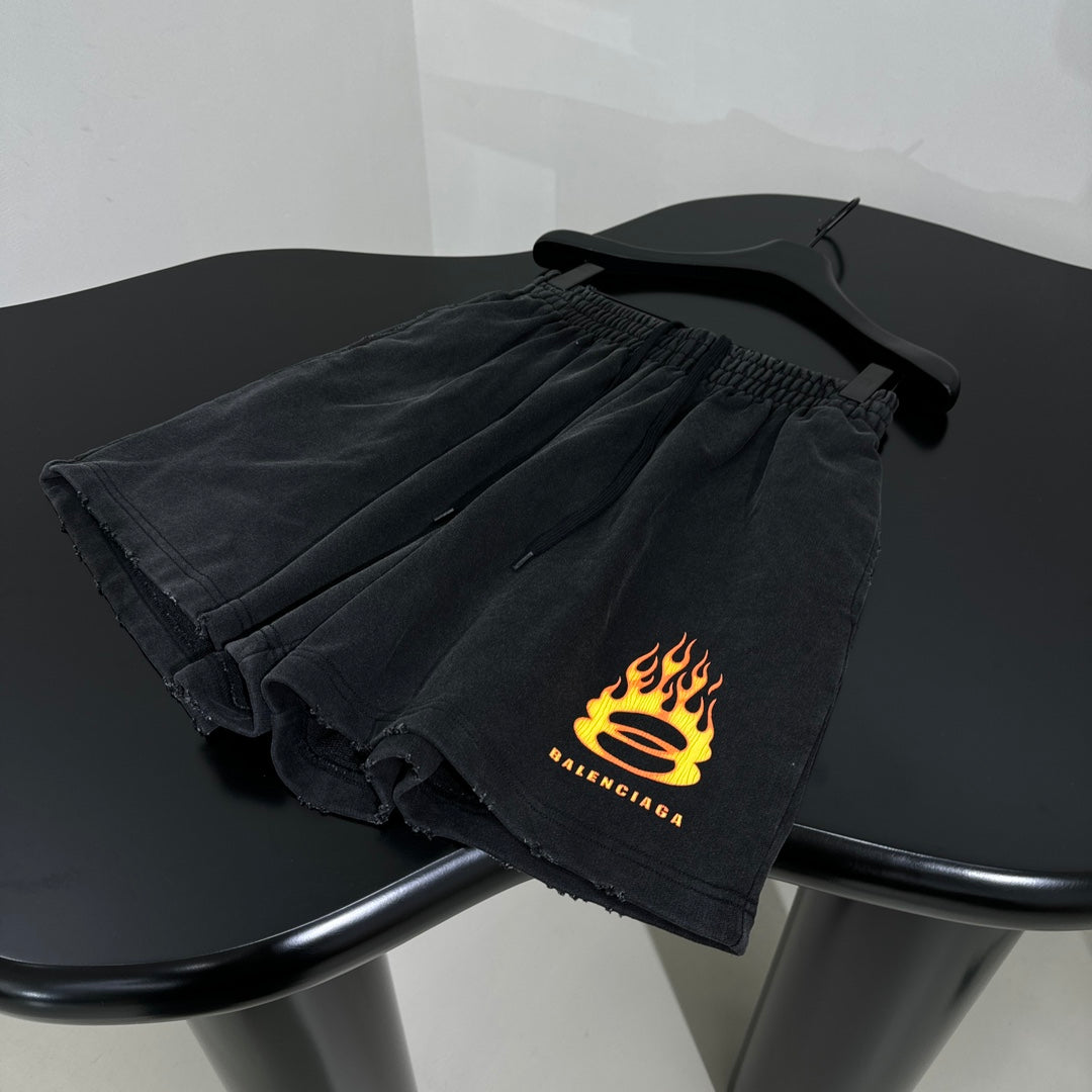 BALENCIAGA BURNING UNITY SHORTS IN BLACK