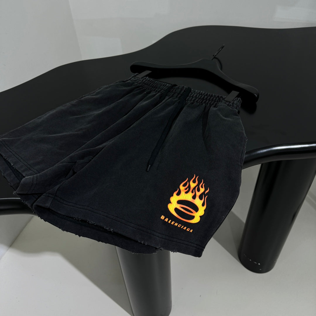 BALENCIAGA BURNING UNITY SHORTS IN BLACK