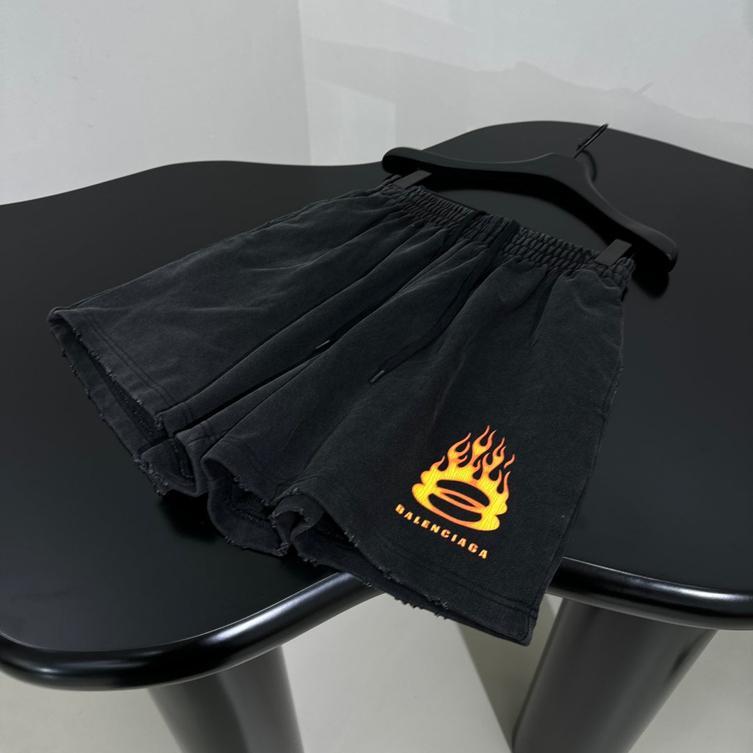 BALENCIAGA BURNING UNITY SHORTS IN BLACK