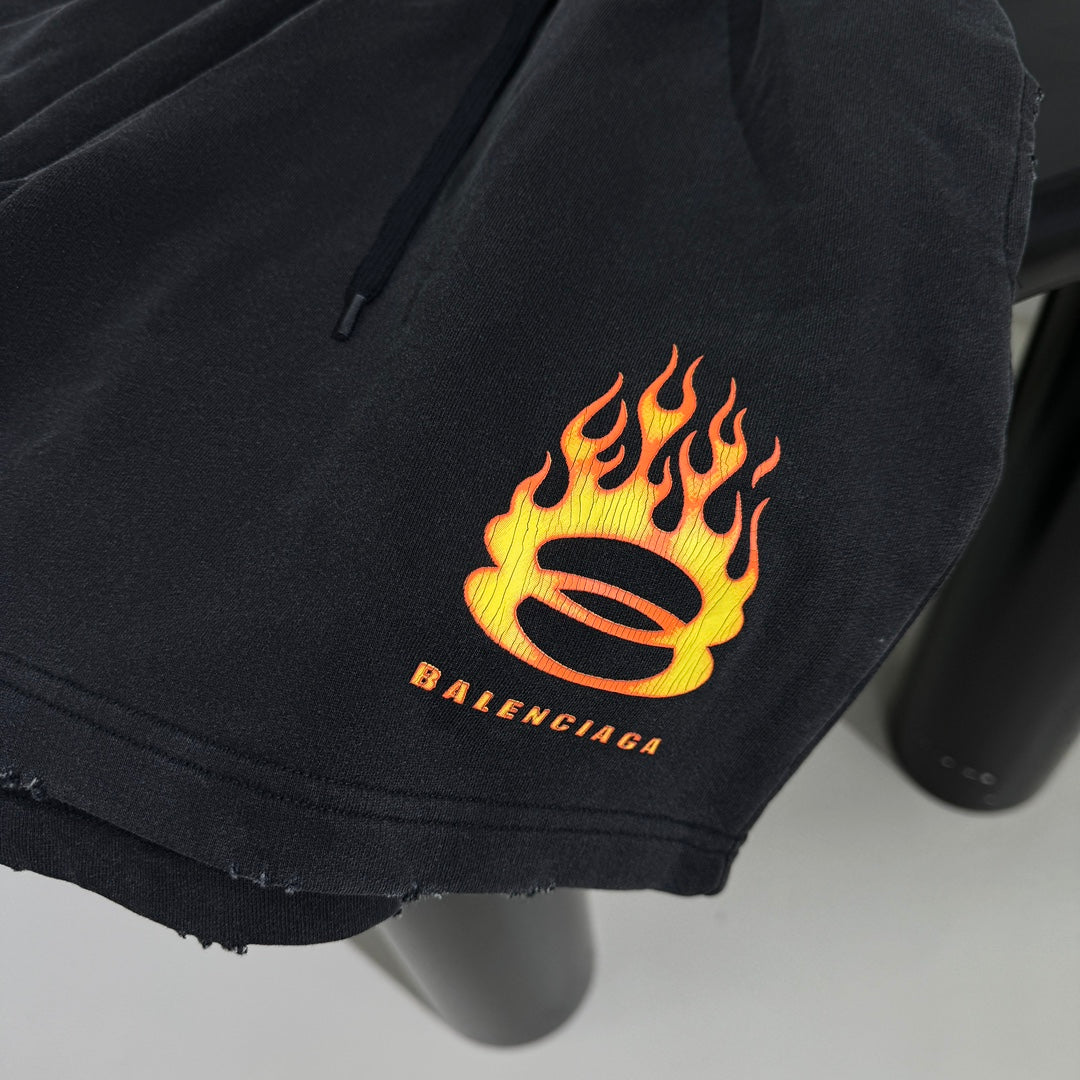 BALENCIAGA BURNING UNITY SHORTS IN BLACK