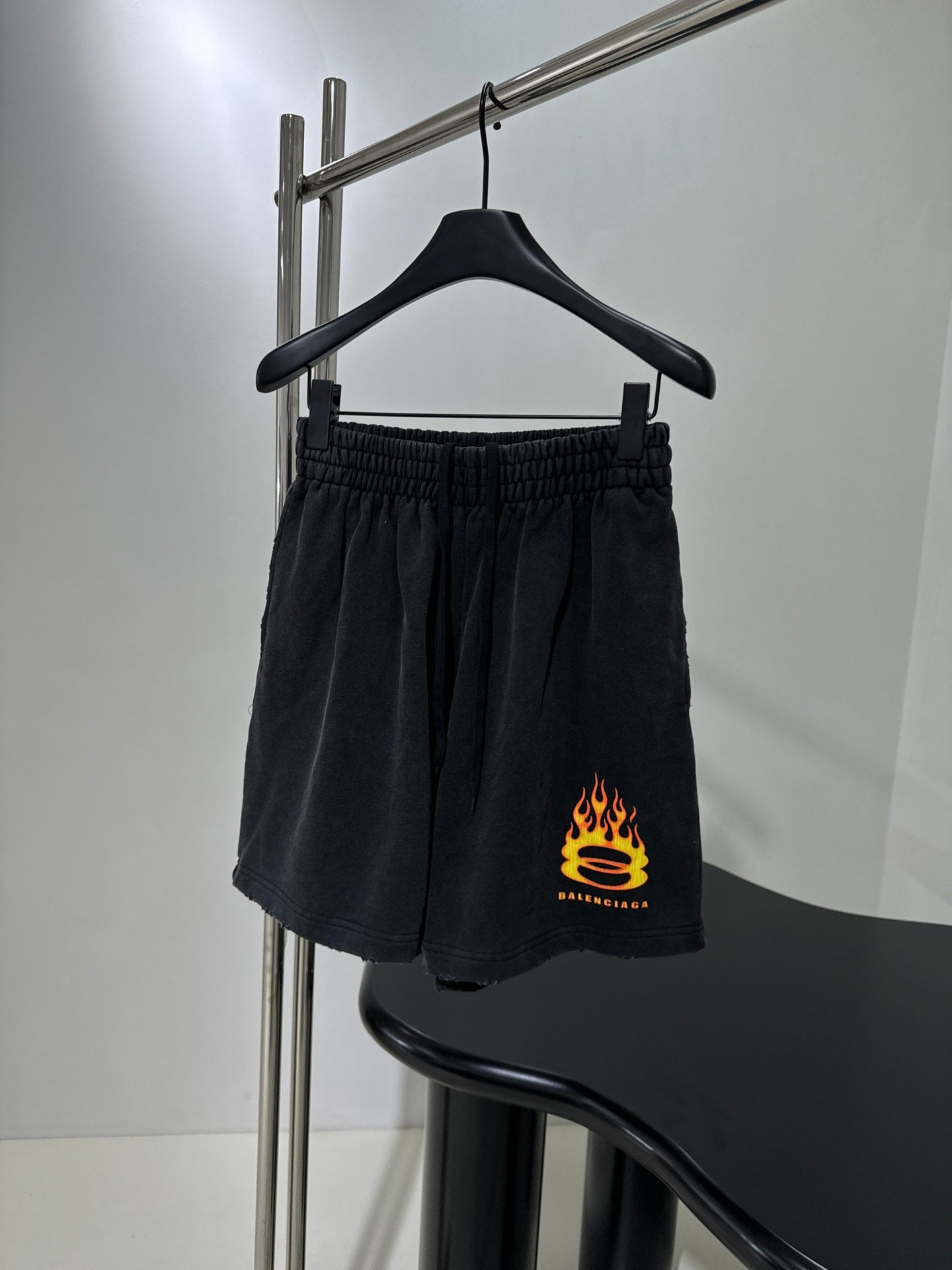 BALENCIAGA BURNING UNITY SHORTS IN BLACK