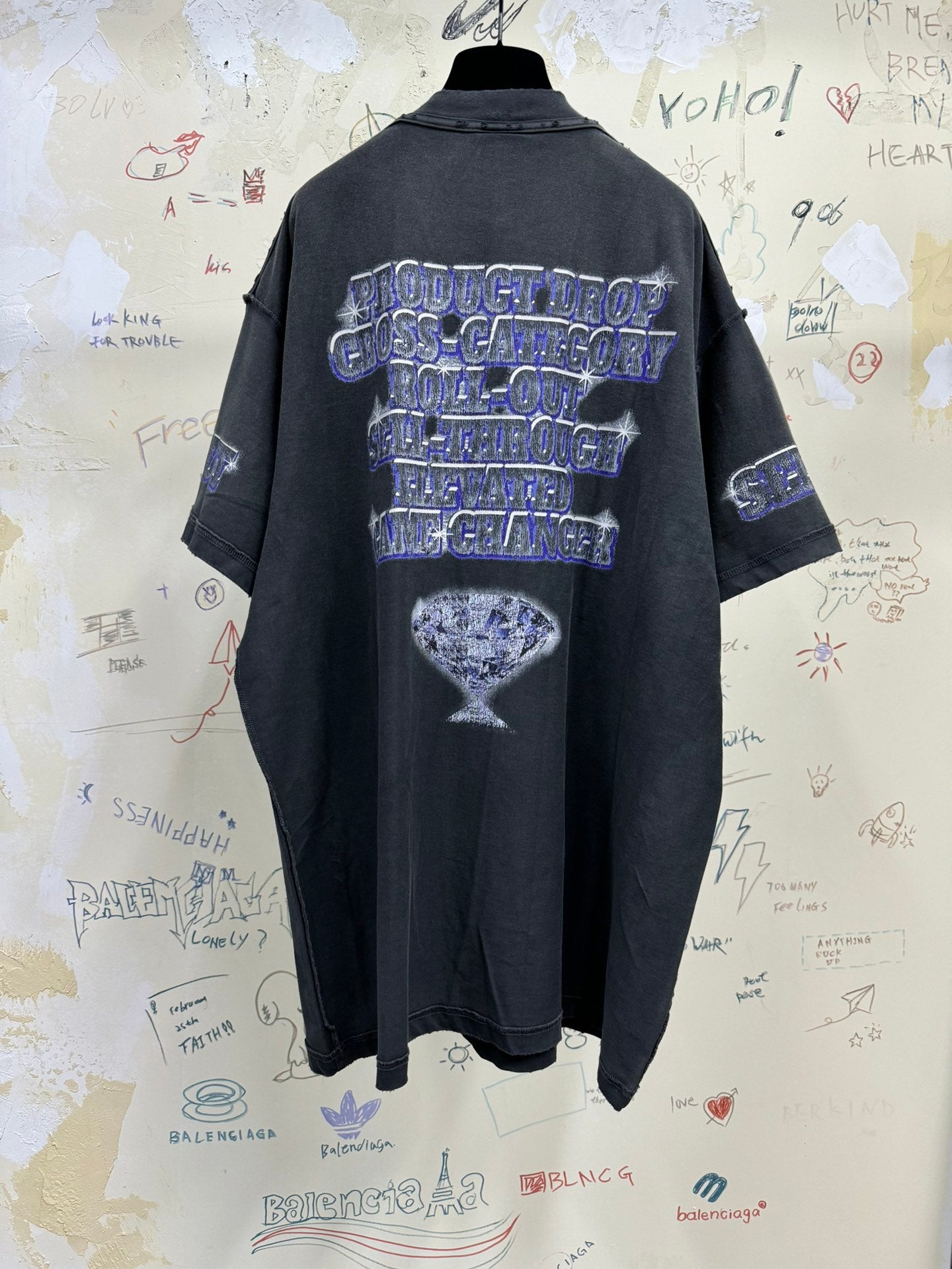 BALENCIAGA SNBN INSIDE-OUT T-SHIRT OVERSIZED IN BLACK
