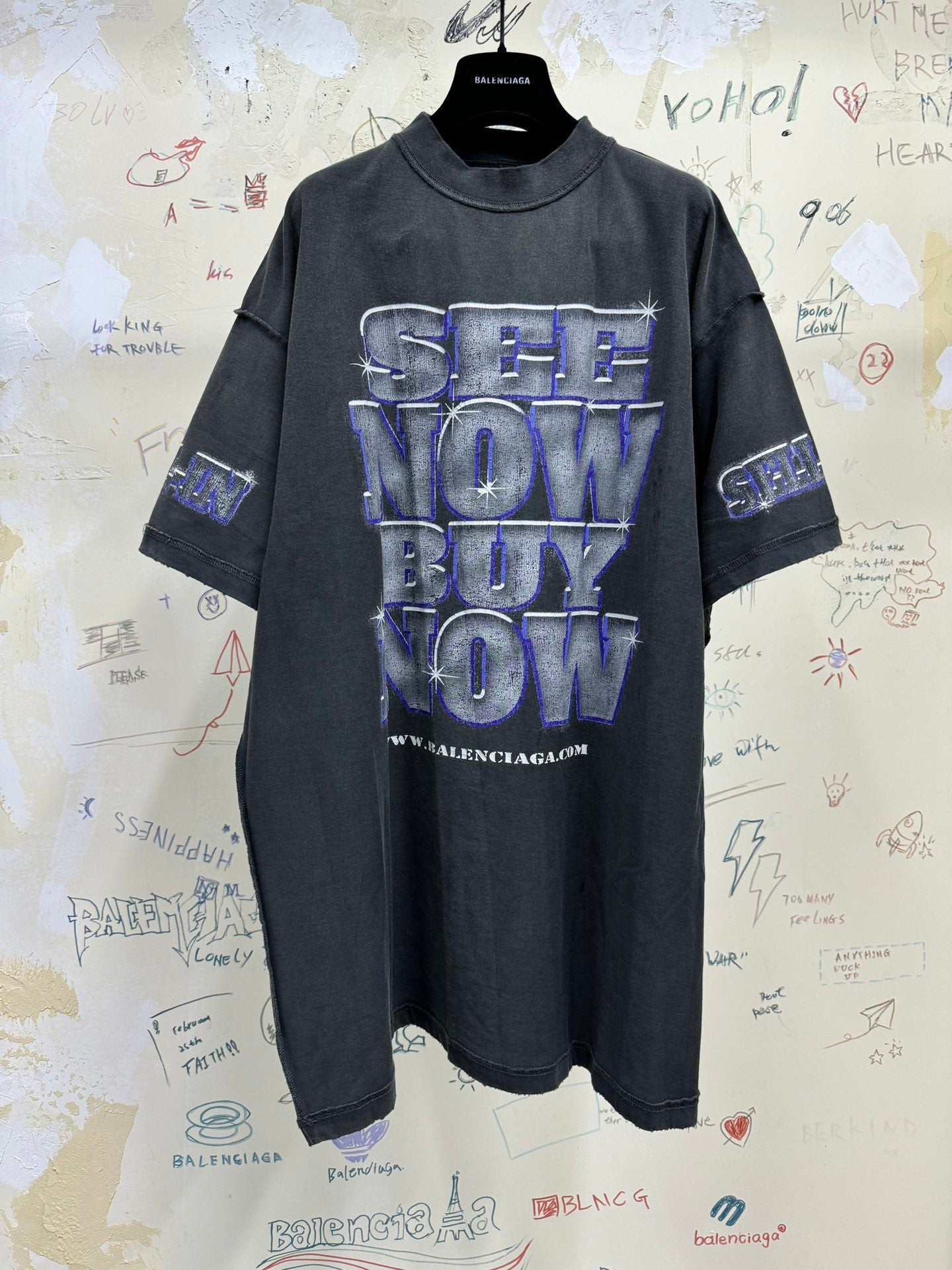 BALENCIAGA SNBN INSIDE-OUT T-SHIRT OVERSIZED IN BLACK