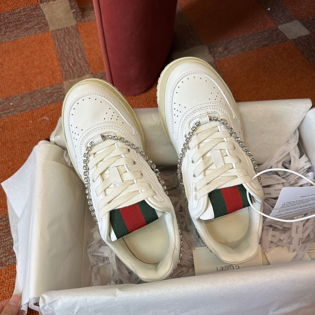 GG Wmns Re-Web Sneaker 'White Crystal Chain'
