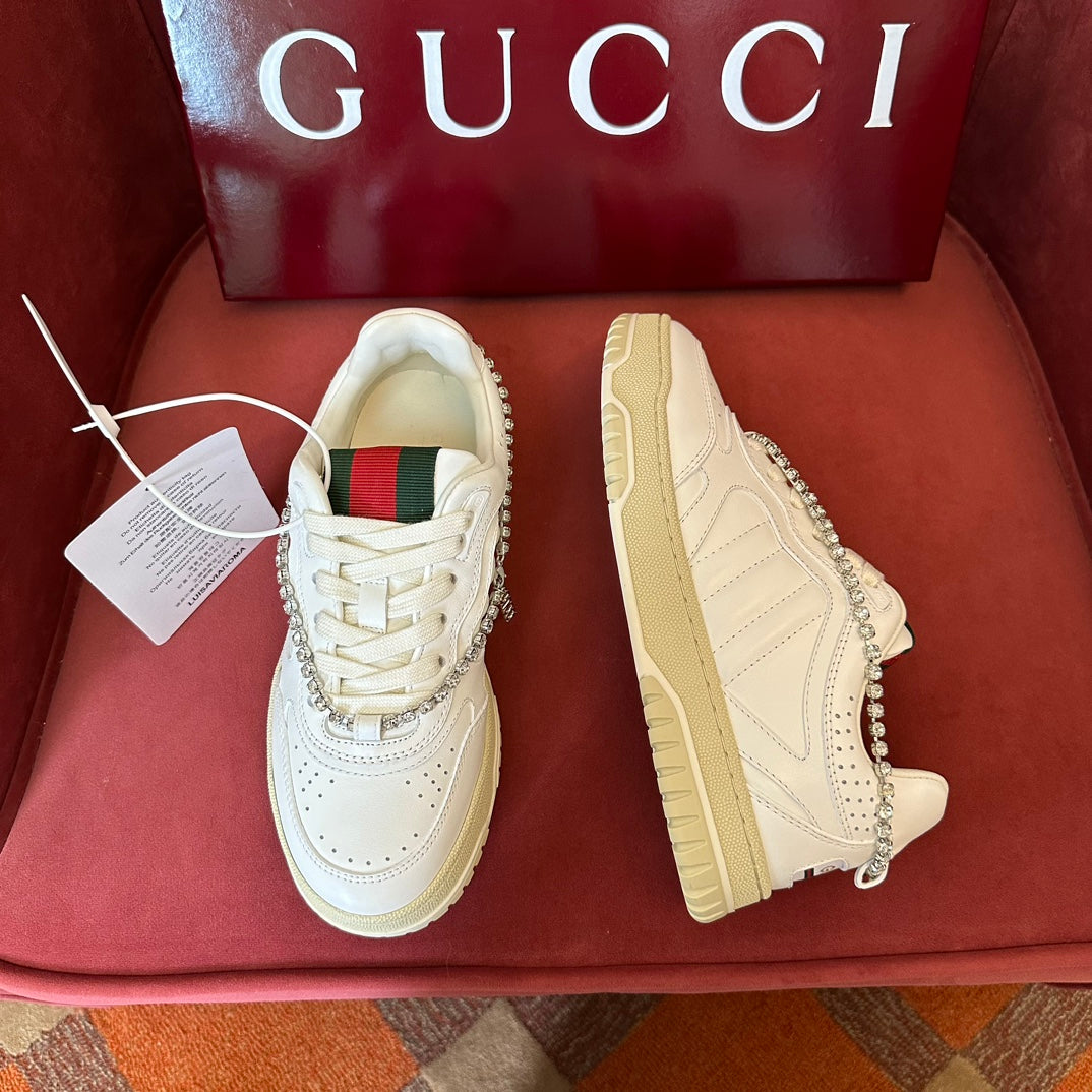GG Wmns Re-Web Sneaker 'White Crystal Chain'