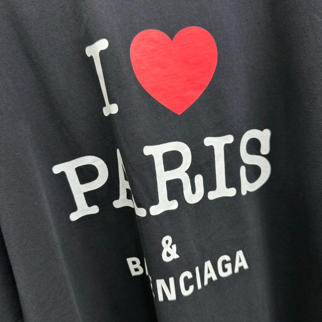 I Love Paris & BB T-shirt Oversized Fit in Black Faded