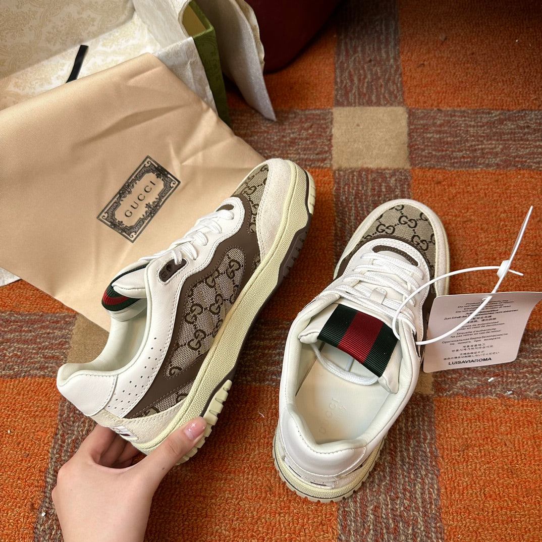 GG Men's Gucci Re-Web sneaker 'Beige and Ebony'