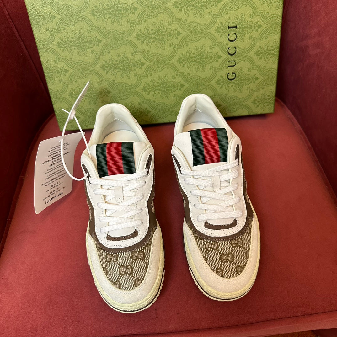 GG Men's Gucci Re-Web sneaker 'Beige and Ebony'