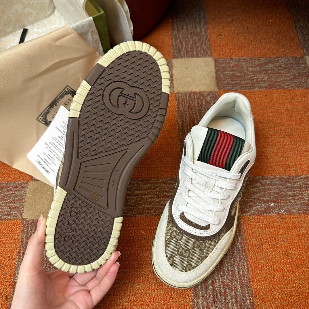 GG Men's Gucci Re-Web sneaker 'Beige and Ebony'