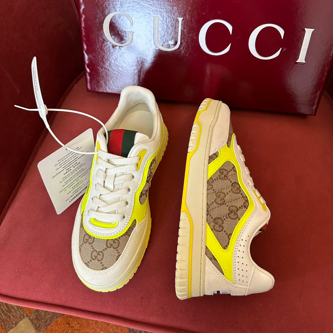 GG Men's Gucci Re-Web sneaker 'White Beige Yellow"