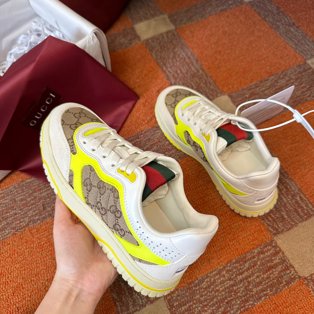 GG Men's Gucci Re-Web sneaker 'White Beige Yellow"