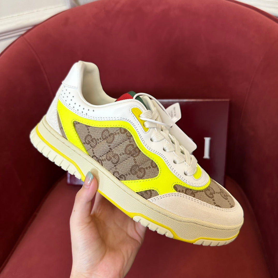 GG Men's Gucci Re-Web sneaker 'White Beige Yellow"