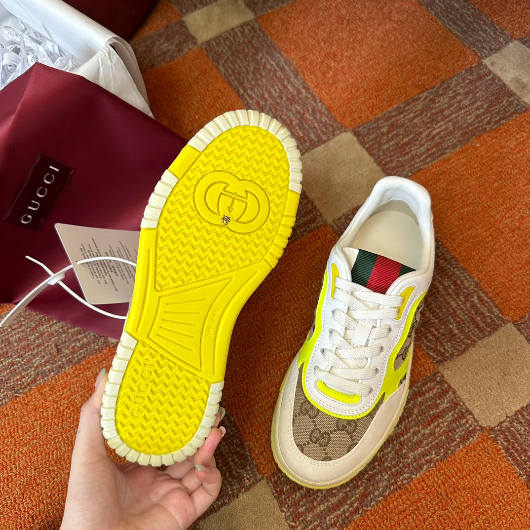 GG Men's Gucci Re-Web sneaker 'White Beige Yellow"