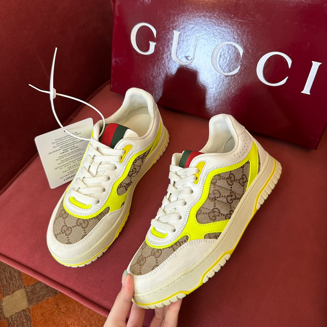 GG Men's Gucci Re-Web sneaker 'White Beige Yellow"