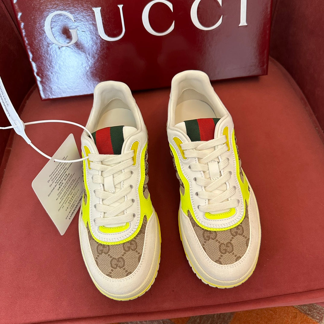 GG Men's Gucci Re-Web sneaker 'White Beige Yellow"