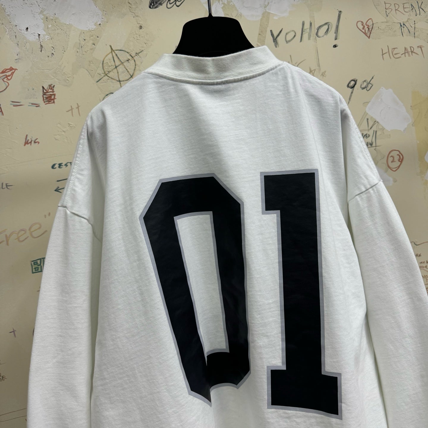 BB Men's Basketball Series - Long Sleeve T-shirt Large Fit in Off White