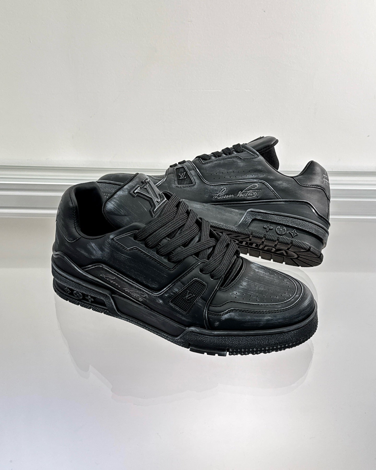 LV Trainer Distressed Sneaker 1ADEQQ