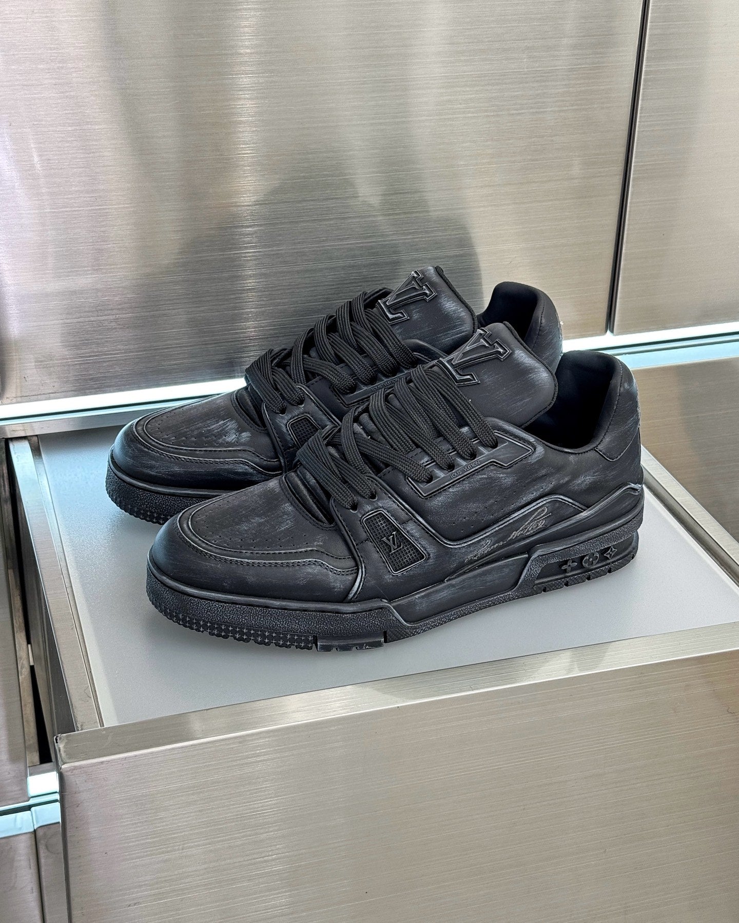 LV Trainer Distressed Sneaker 1ADEQQ