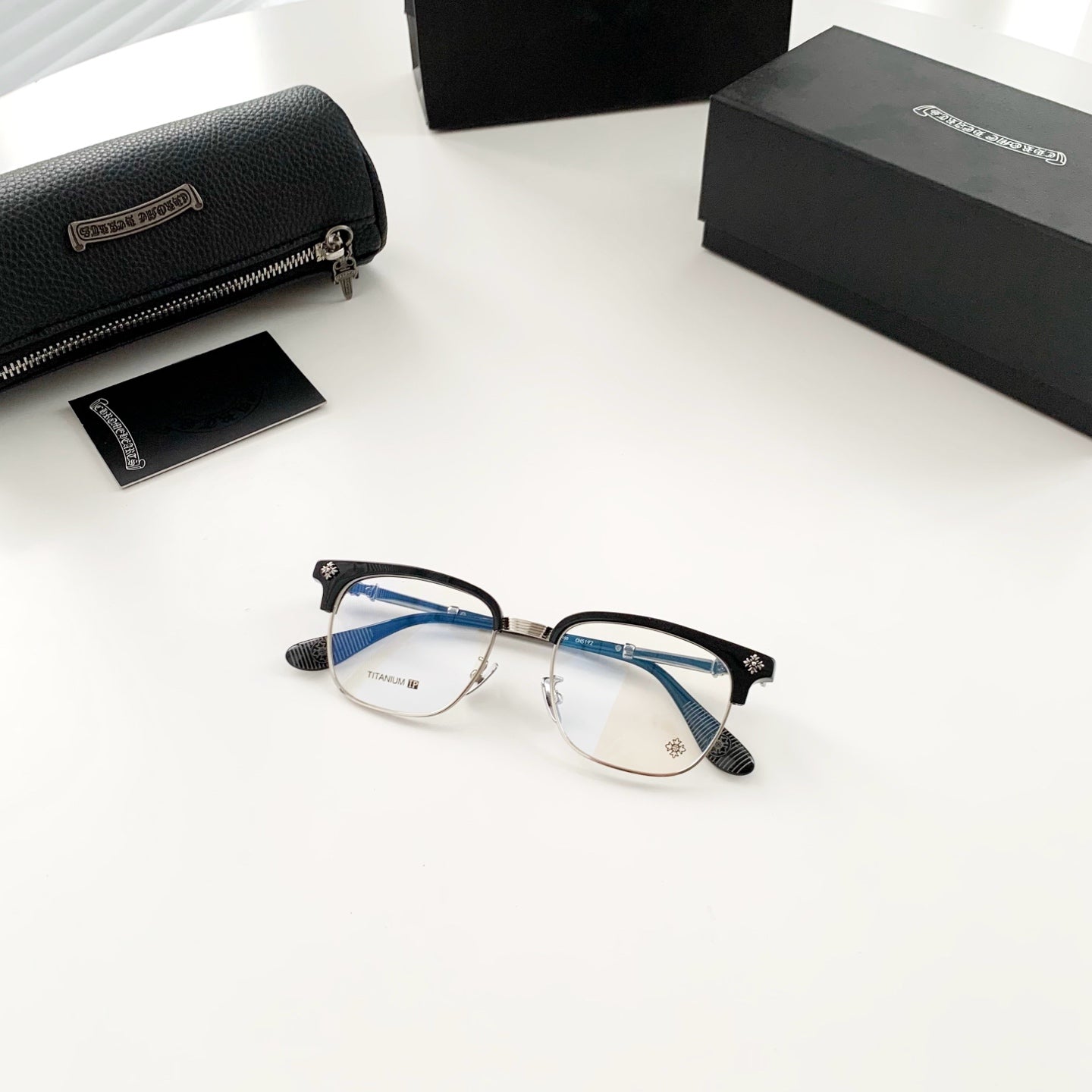 Chrome Hearts Bonennoisseur II Black Brushed Silver Eye Glass Frame