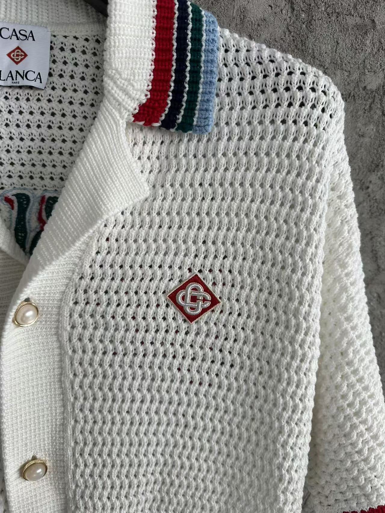 Casablanca Sporty Faux Crochet Shirt 'White'