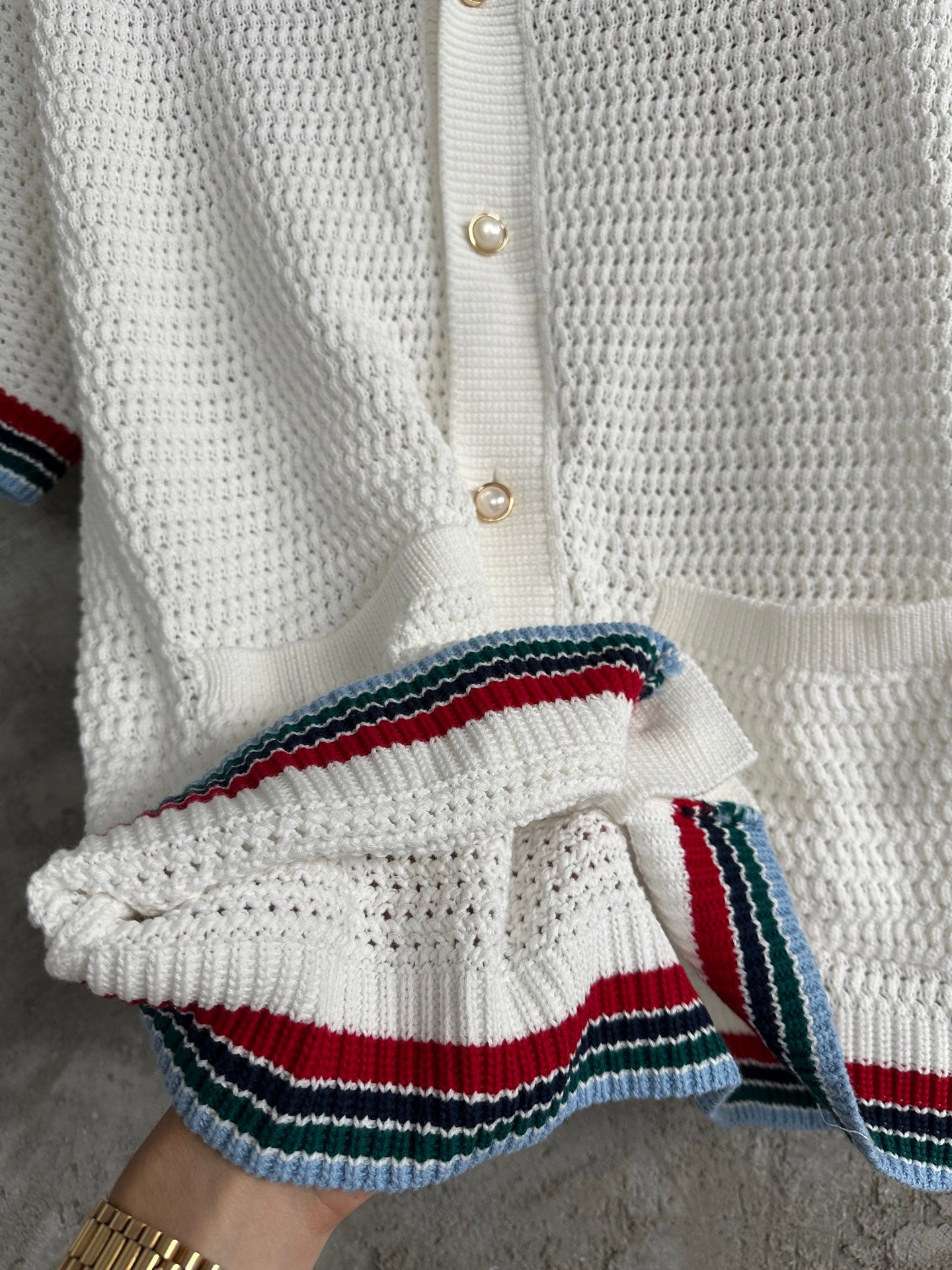 Casablanca Sporty Faux Crochet Shirt 'White'