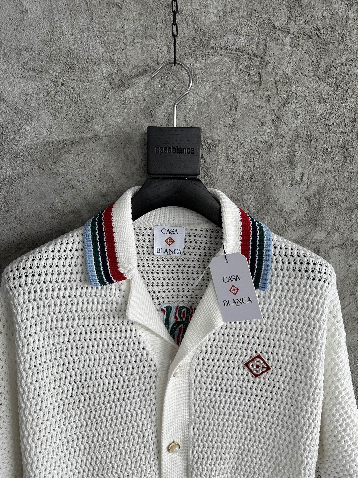 Casablanca Sporty Faux Crochet Shirt 'White'