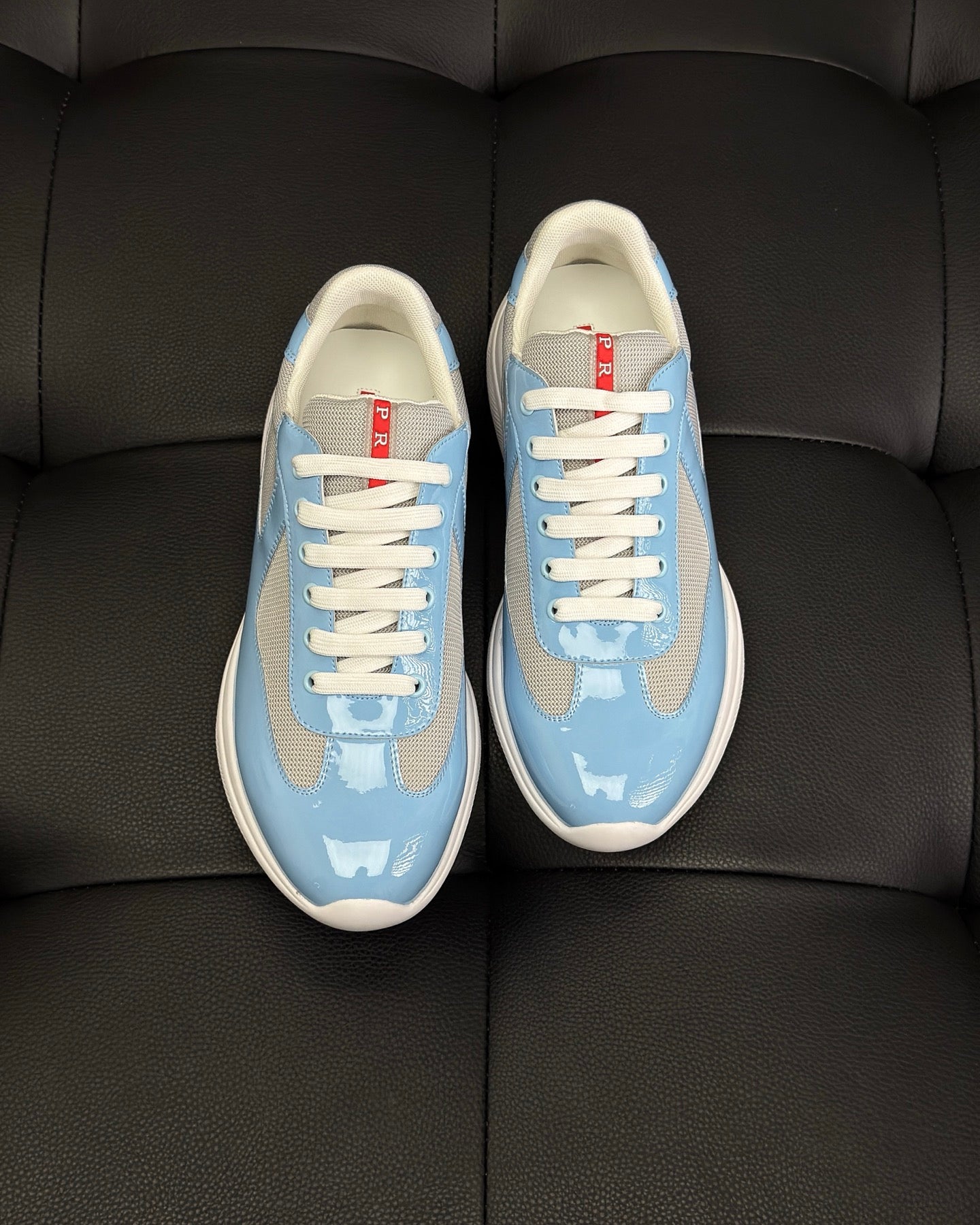 Patent leather and technical fabric Prada America's Cup sneakers
