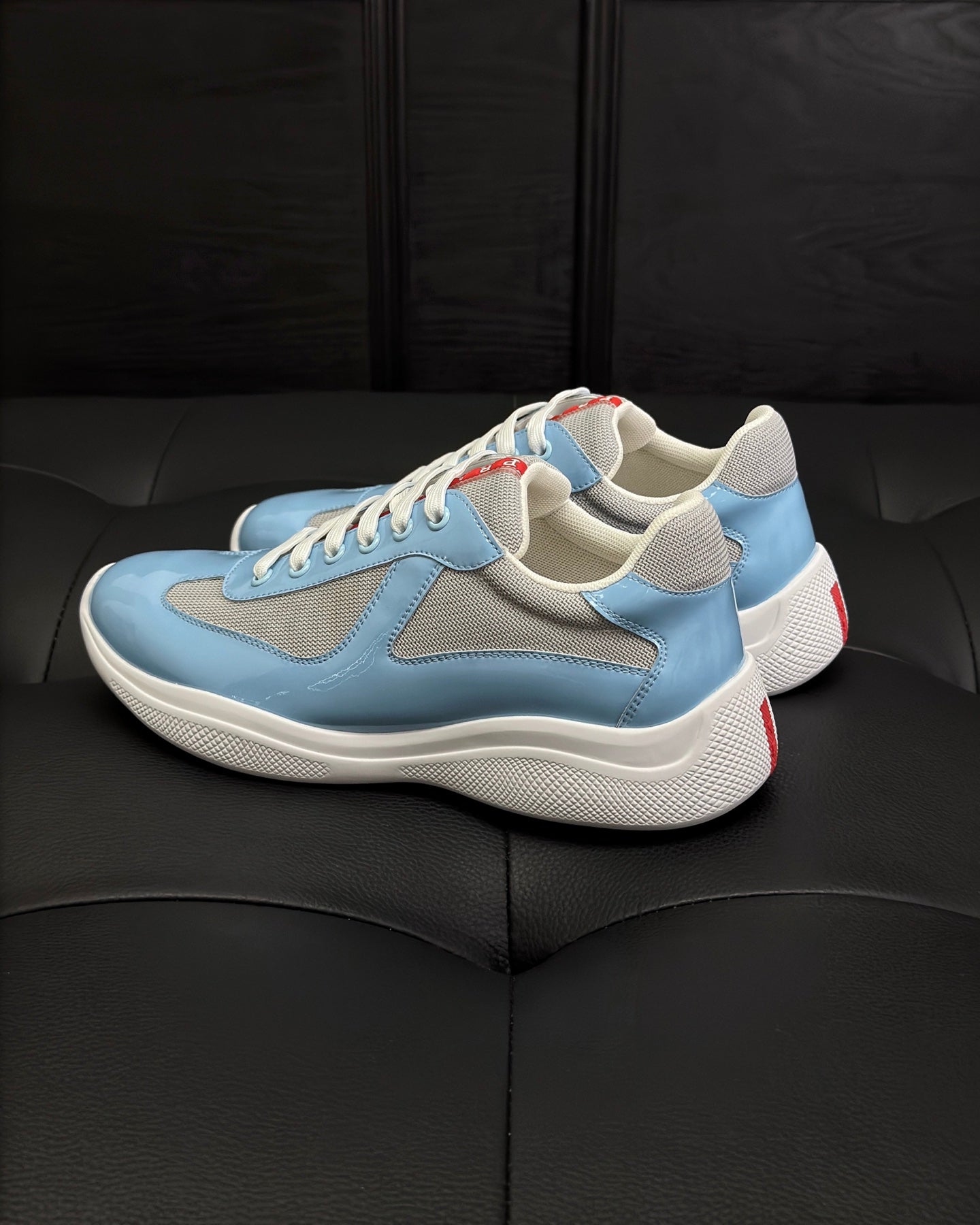 Patent leather and technical fabric Prada America's Cup sneakers