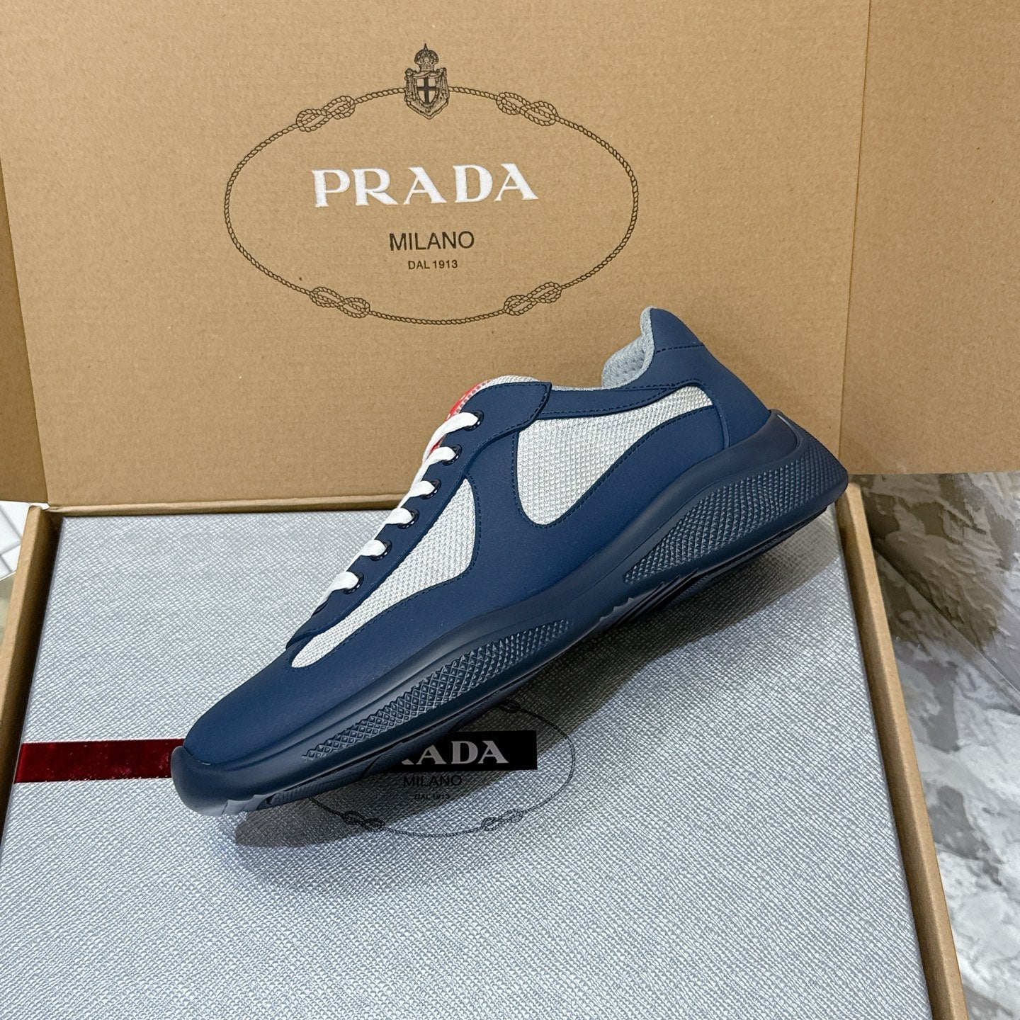 Prada America's Cup Soft rubber and bike fabric sneakers