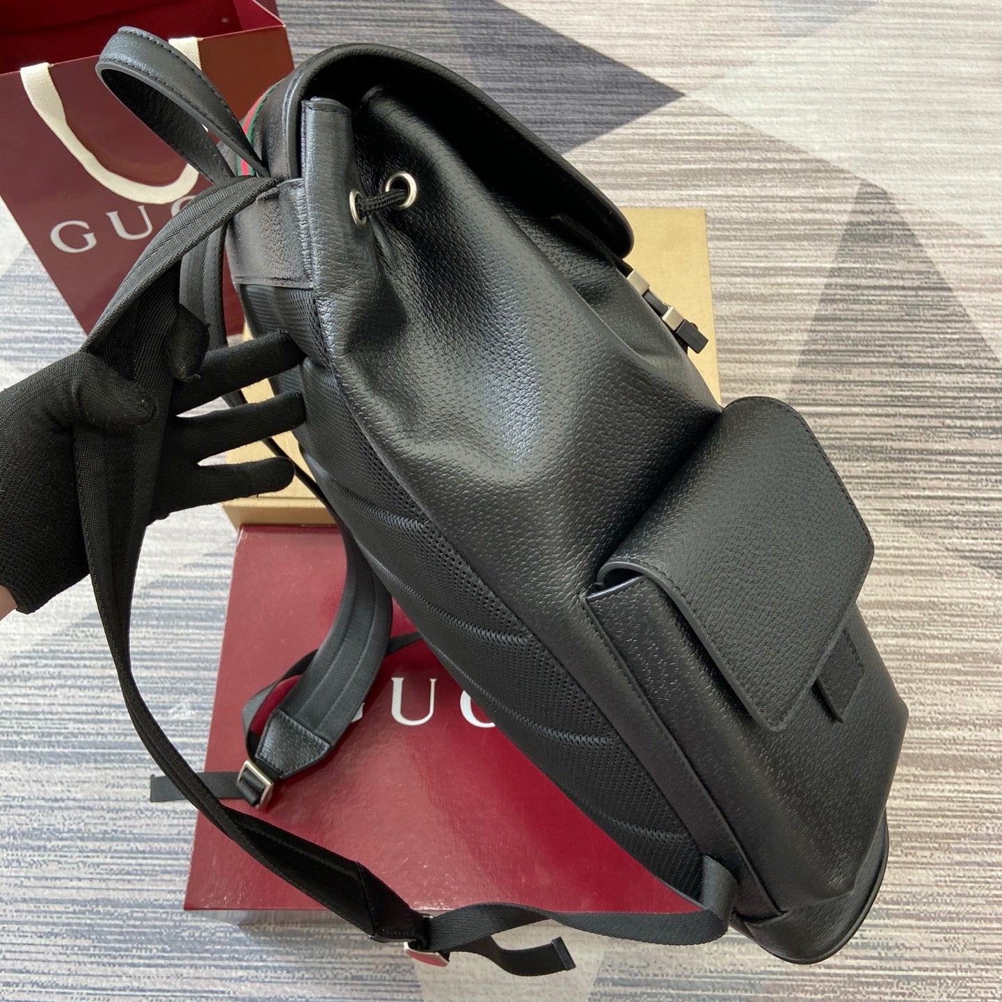 GG Ophidia large backpack Black leather