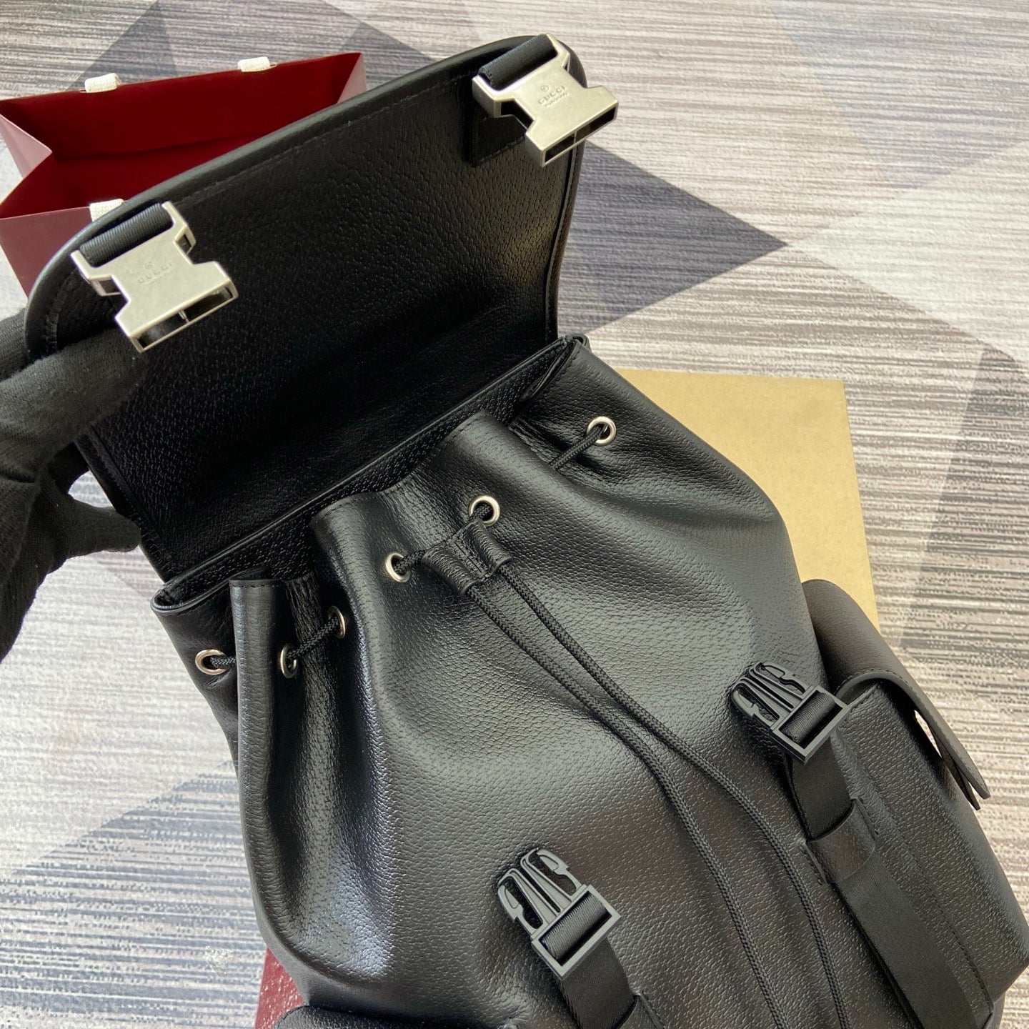 GG Ophidia large backpack Black leather