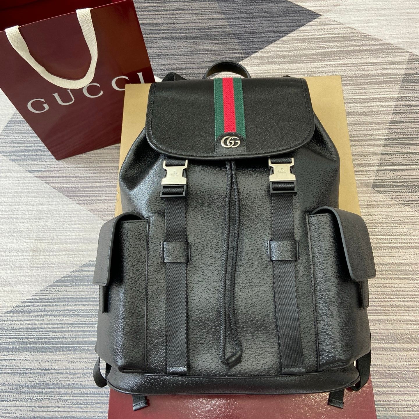 GG Ophidia large backpack Black leather