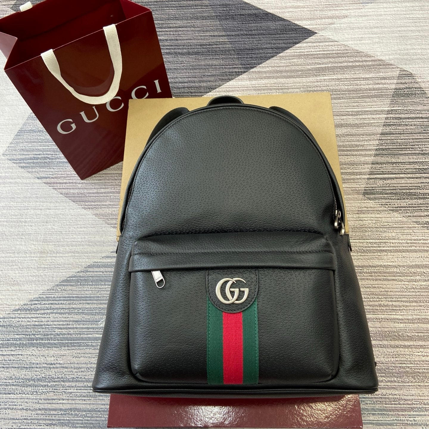 GG Ophidia medium backpack Black leather