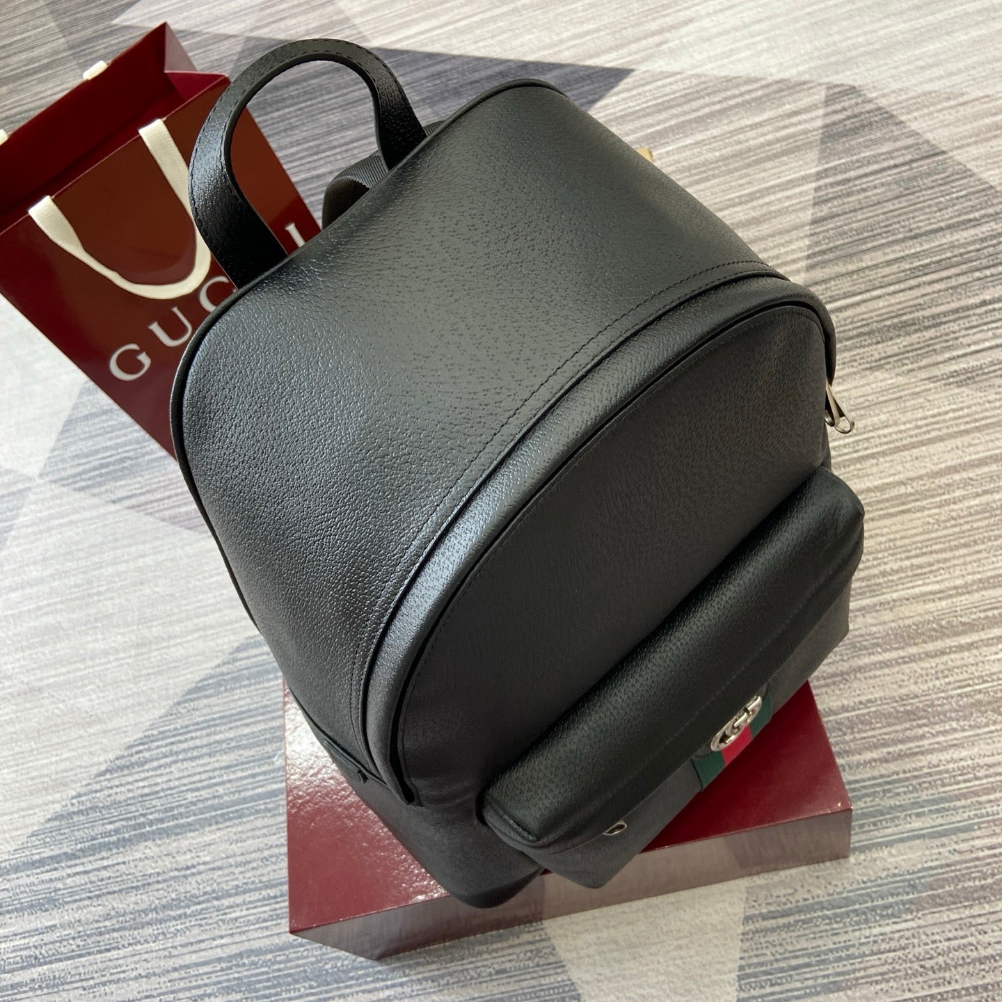 GG Ophidia medium backpack Black leather
