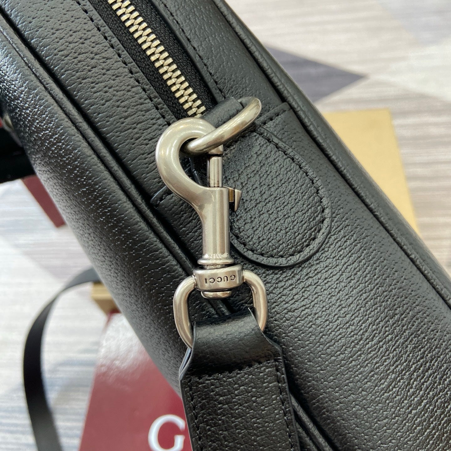 GG Ophidia large briefcase Black leather
