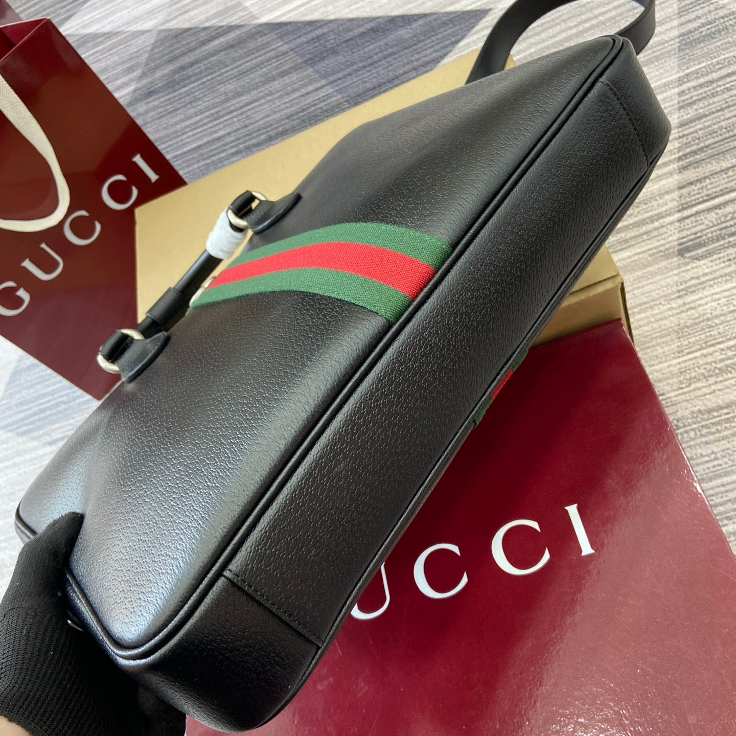GG Ophidia large briefcase Black leather