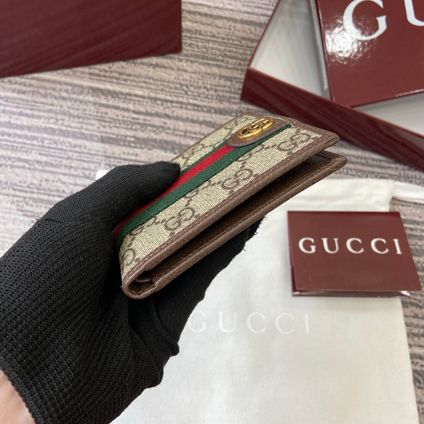 GG Ophidia bi-fold wallet Brown