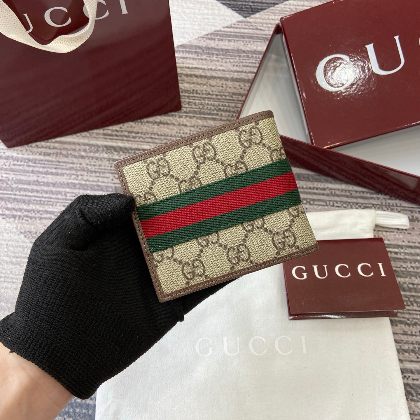 GG Ophidia bi-fold wallet Brown