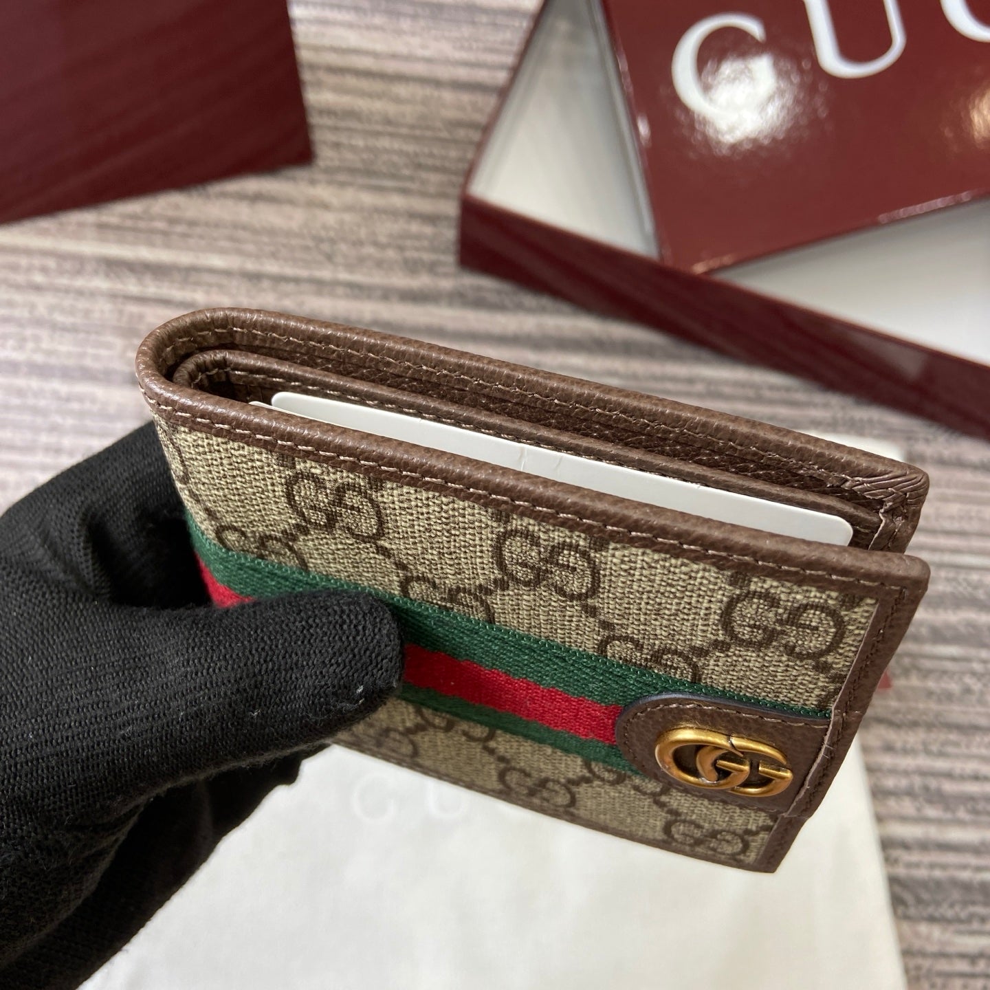 GG Ophidia bi-fold wallet Brown