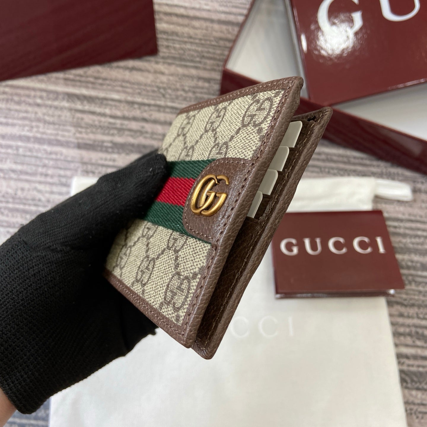 GG Ophidia bi-fold wallet Brown