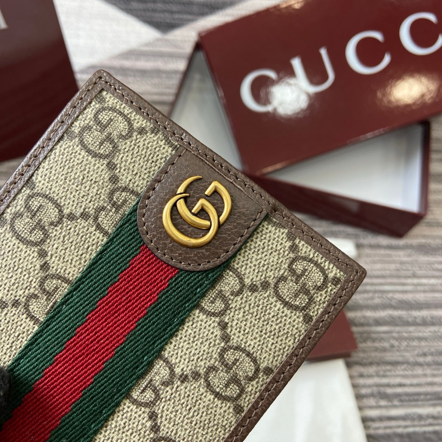 GG Ophidia bi-fold wallet Brown