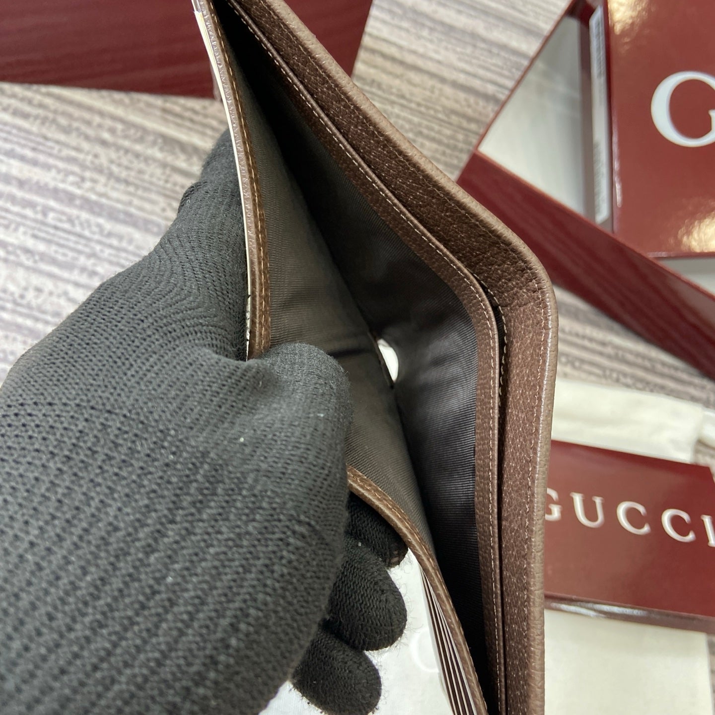 GG Ophidia bi-fold wallet Brown