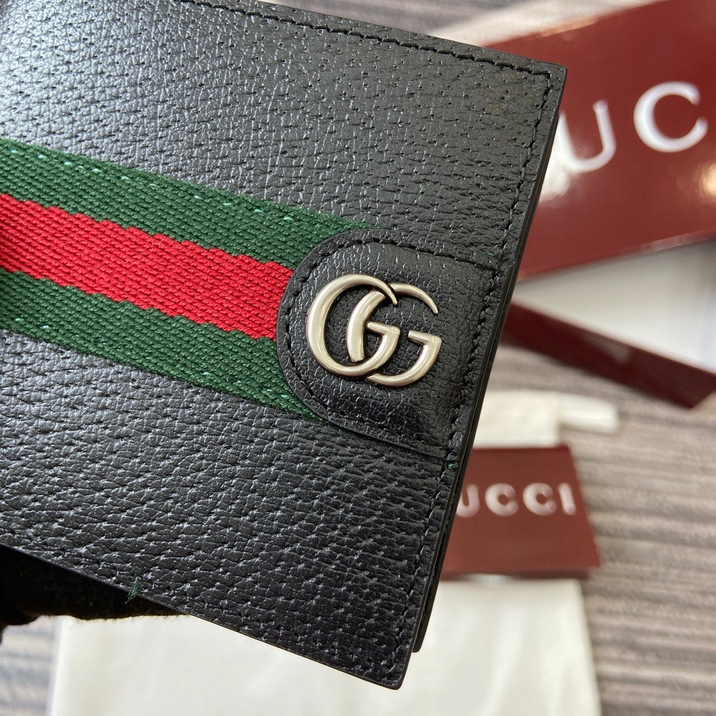 GG Ophidia bi-fold wallet Black leather