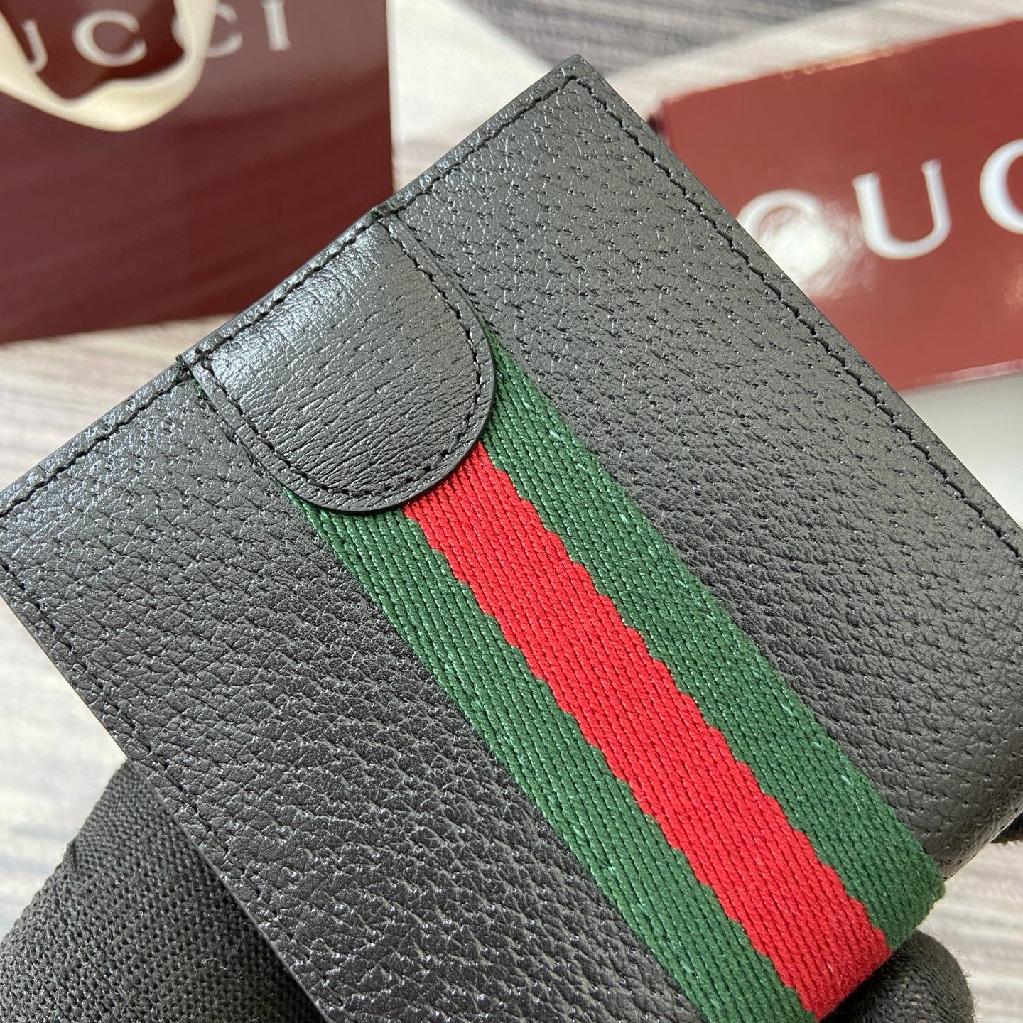 GG Ophidia bi-fold wallet Black leather
