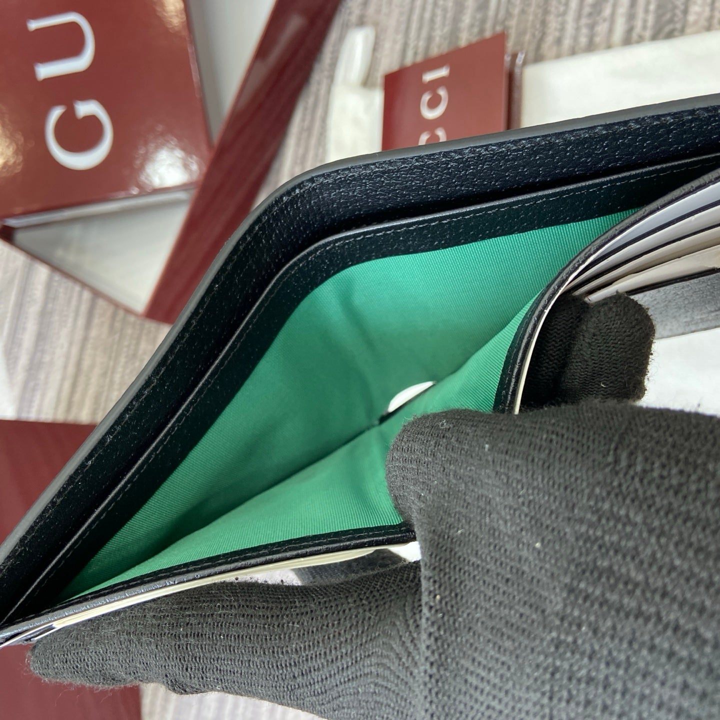 GG Ophidia bi-fold wallet Black leather