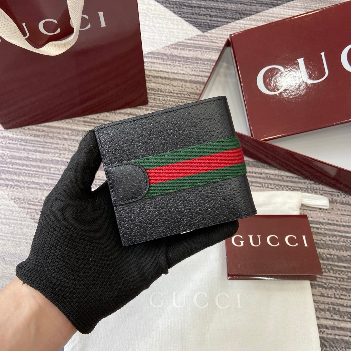 GG Ophidia bi-fold wallet Black leather