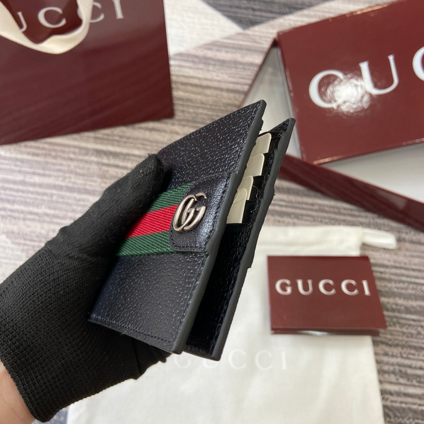 GG Ophidia bi-fold wallet Black leather