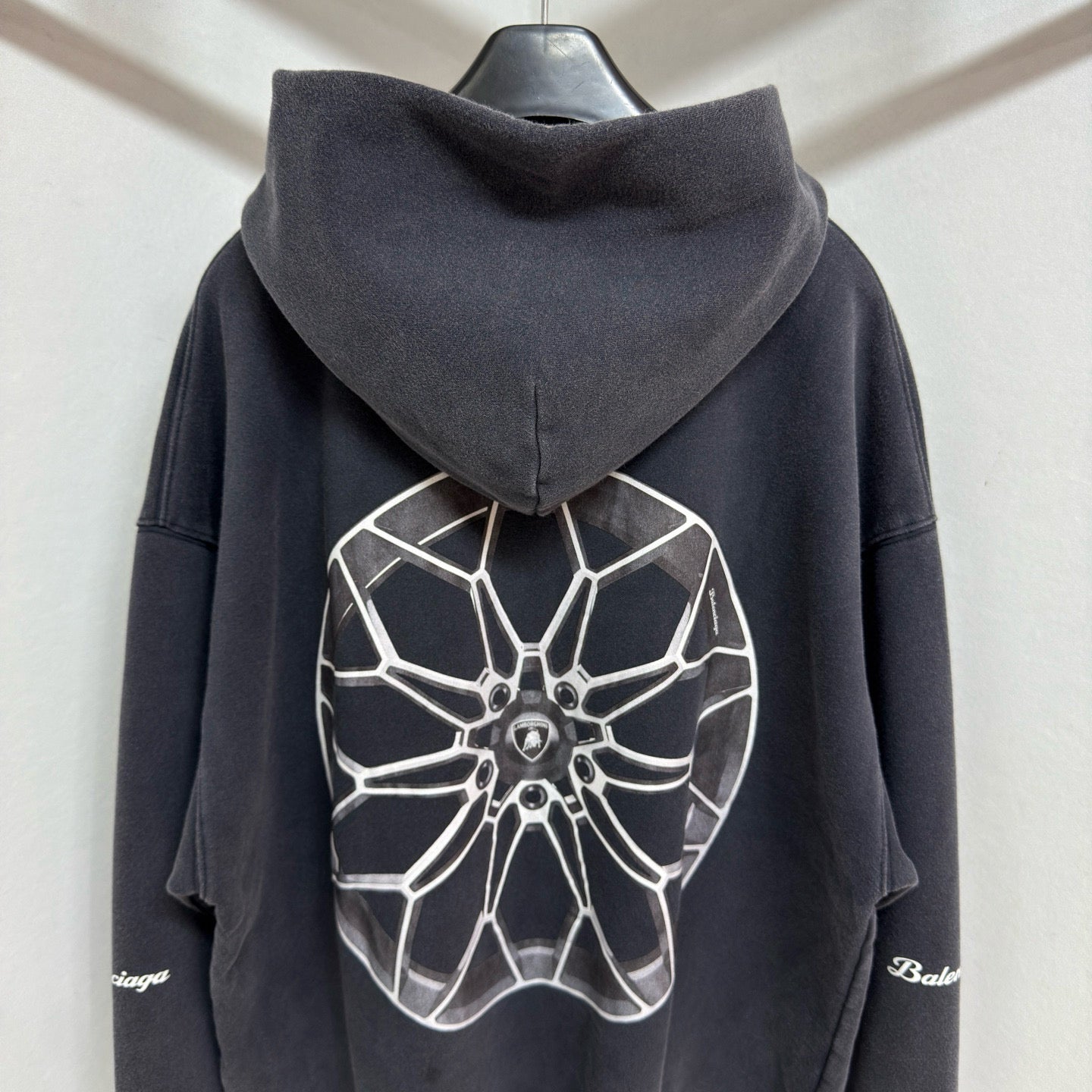 BB I Automobili Lamborghini Zip-up Hoodie Small Fit in Black Faded