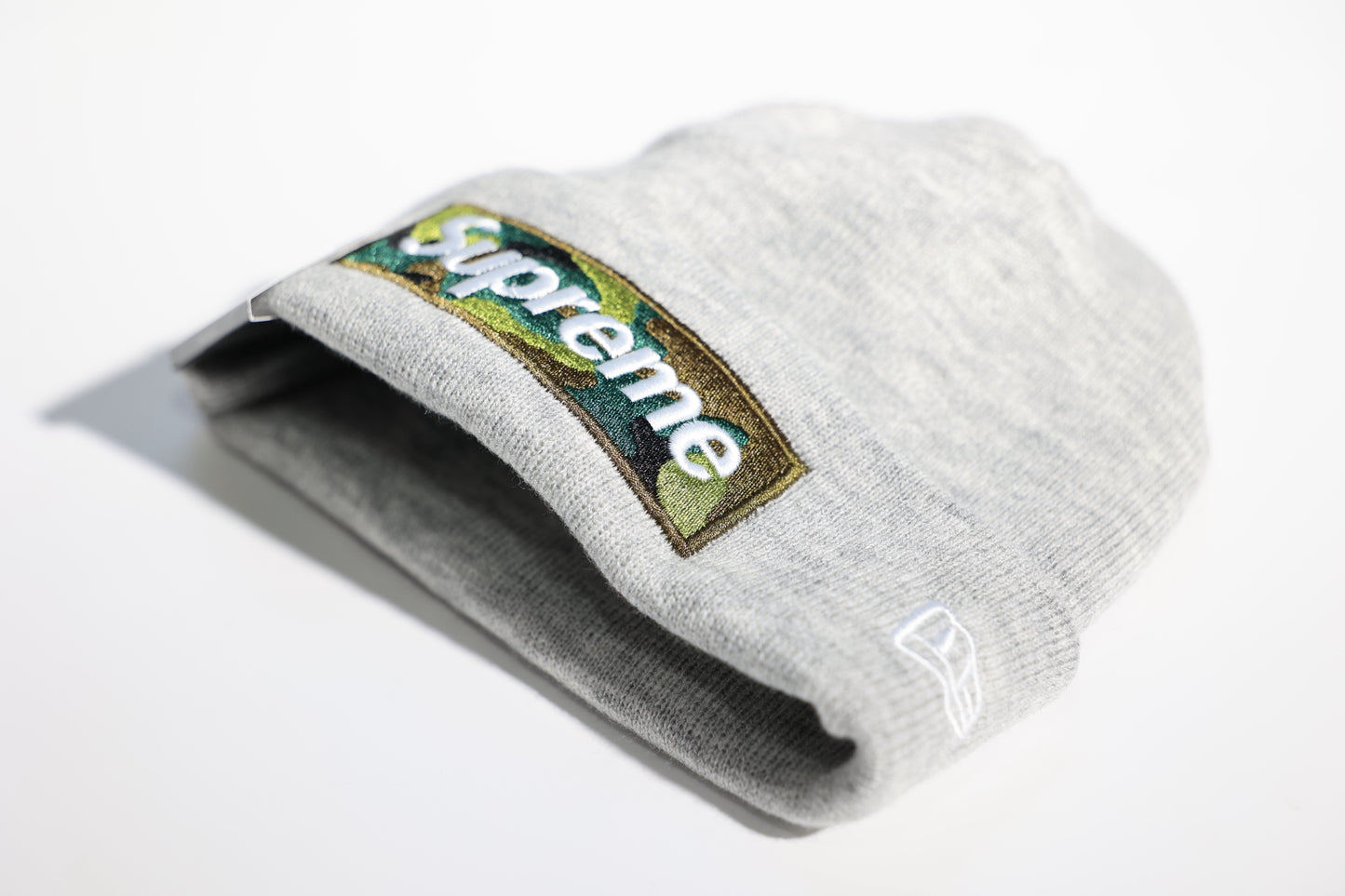 SUP x New Era Box Logo Beanie 'Heather Grey'