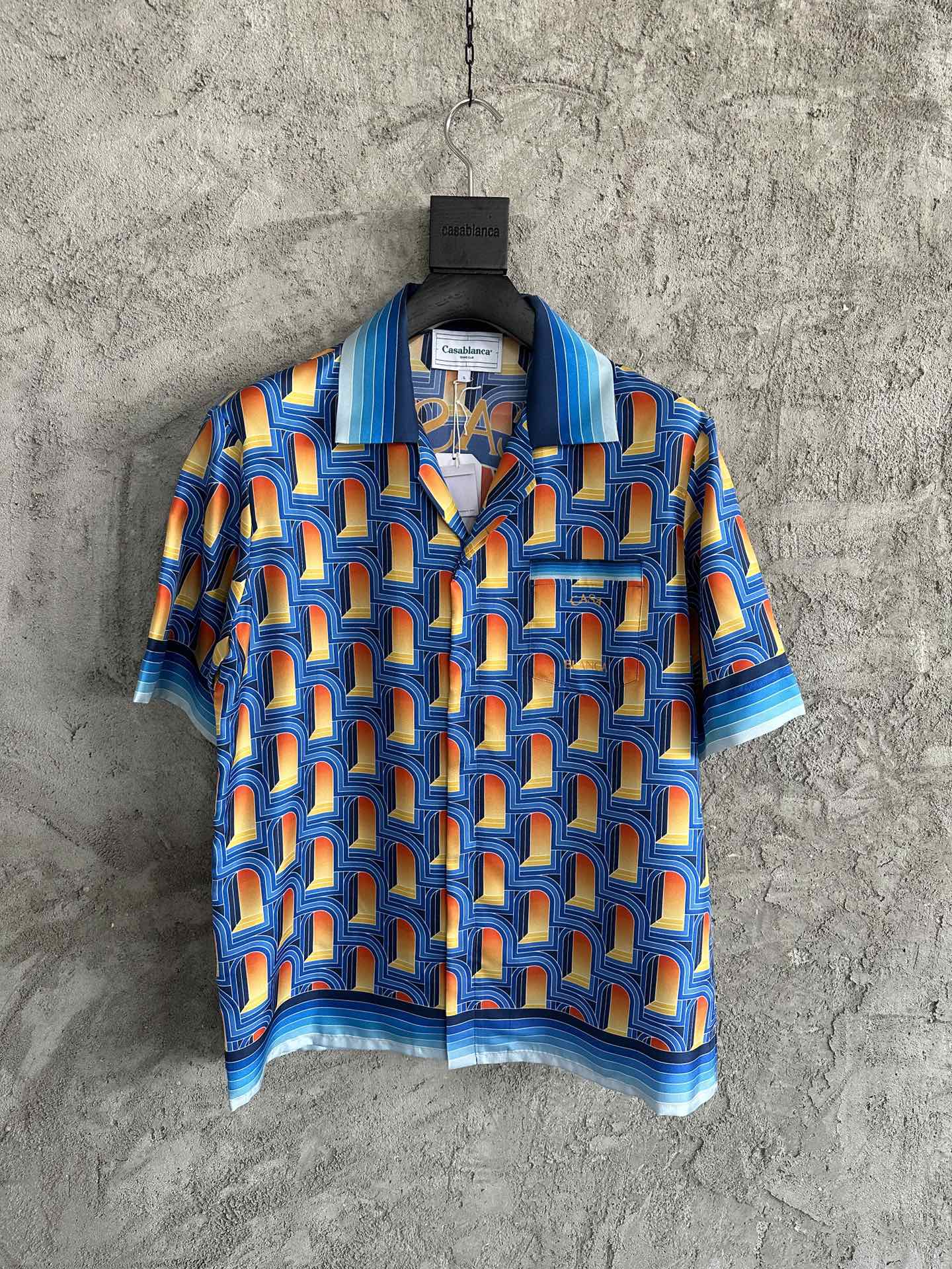 Casablanca L'Arche De Nuit Silk Short-Sleeve Shirt
